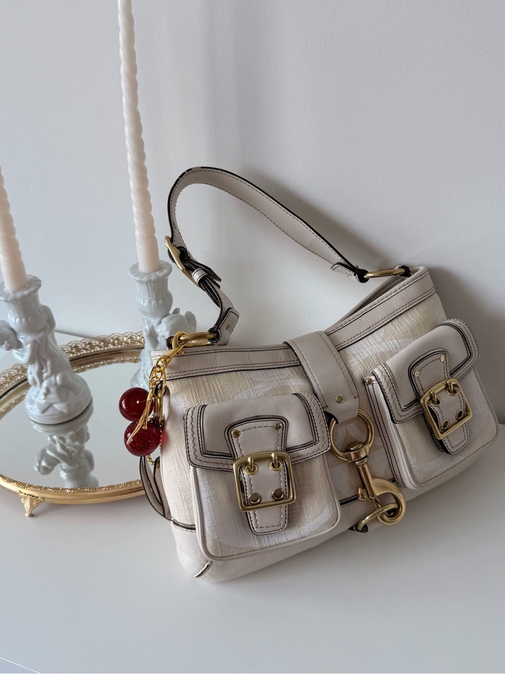 2006 Coach Legacy Mandy Linen Canvas Shoulder Bag